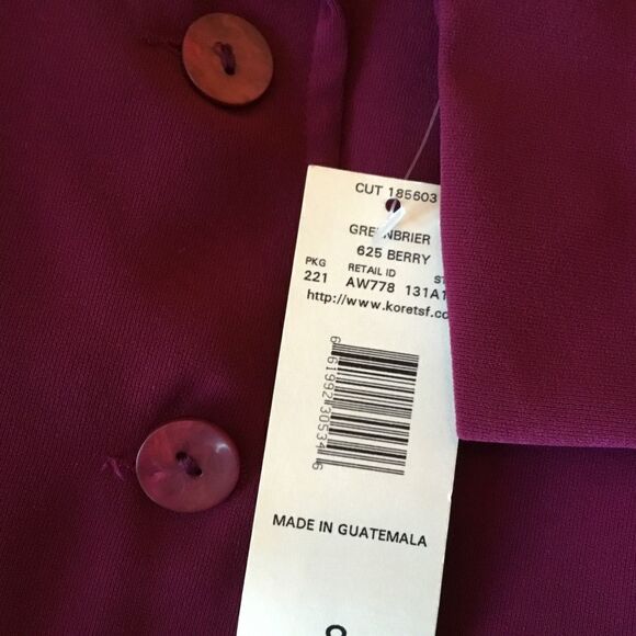 NWT. Koret Brand Women’s Size 8 Wine Colored Jacket - Picture 4 of 12